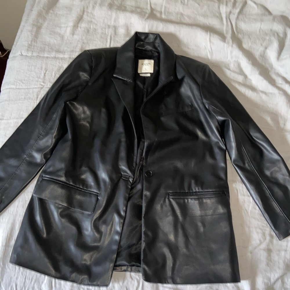 Abercrombie Black Vegan Leather Boyfriend Jacket